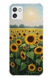 Samsung Galaxy A03 Uyumlu Ay çiçeği sulu boya Baskılı Silikon Kılıf