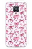 Redmi Note 9 PRO-9S Uyumlu Pembe Fiyonk ve Kalp Desenli Baskılı Silikon Kılıf