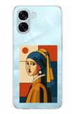 Oppo A6T - A6X Uyumlu Bauhaus İnci Küpeli Kız Baskılı Silikon Kılıf