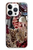 iPhone 14 PRO Uyumlu Leopar Kırmızı Vibes Baskılı Silikon Kılıf