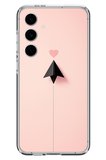 Samsung Galaxy S24 FE Uyumlu Kalp Siyah Uçak Baskılı Silikon Kılıf