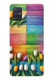 Samsung Galaxy A51 Uyumlu Renkli Laleler Baskılı Silikon Kılıf