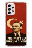 Samsung Galaxy A73 Uyumlu Ne Mutlu Türkiye Bayrak Atatürk Baskılı Silikon Kılıf