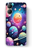 Vivo Y17s Uyumlu Uzay, Gezegen ve Yıldız Desenli Baskılı Silikon Kılıf