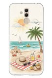 Huawei Mate 20 Lite Uyumlu Sulu Boya Sahil ve Deniz Manzaralı Baskılı Silikon Kılıf