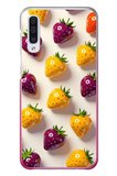 Samsung Galaxy A50 Uyumlu Sarı Kırmızı Çilekler Baskılı Silikon Kılıf