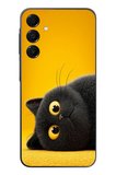 Samsung Galaxy A16 Uyumlu Yan Bakan Siyah Kedi Baskılı Silikon Kılıf