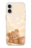 iPhone 16 PLUS Uyumlu Sevimli Tatlı Ayı Baskılı Silikon Kılıf