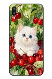 Samsung Galaxy M31 Uyumlu Kirazlı Kedi Baskılı Silikon Kılıf
