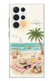 Samsung Galaxy S22 Ultra Uyumlu Sulu Boya Sahil ve Deniz Manzaralı Baskılı Silikon Kılıf