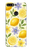 Huawei Y7 2018 - Honor 7C Uyumlu Sulu Boya Limon ve Çiçek Desenli Baskılı Silikon Kılıf