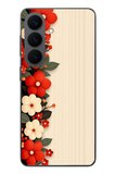 Samsung Galaxy S26 Uyumlu Kırmızı Beyaz Çiçekler Baskılı Silikon Kılıf