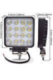 2 Adet 16 Ledli Off Road Çalışma Lambası / Projektör 48watt 12v / Yugo