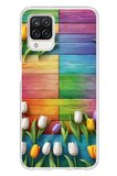 Samsung Galaxy A12 Uyumlu Renkli Laleler Baskılı Silikon Kılıf