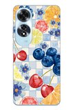 Oppo A60 Uyumlu Sulu Boya Meyve ve Çiçek Desenli Baskılı Silikon Kılıf