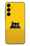 Samsung Galaxy A55 Uyumlu Sarı Gözlü Kedi Baskılı Silikon Kılıf