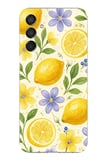 Samsung Galaxy M15 Uyumlu Sulu Boya Limon ve Çiçek Desenli Baskılı Silikon Kılıf
