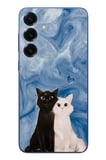 Samsung Galaxy S25 Plus Uyumlu Siyah ve Beyaz Kedi Baskılı Silikon Kılıf