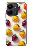 Redmi 13C Uyumlu Sarı Kırmızı Çilekler Baskılı Silikon Kılıf