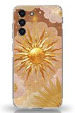 Samsung Galaxy S21 FE Uyumlu Altın Güneş ve Yıldız Desenli Baskılı Silikon Kılıf