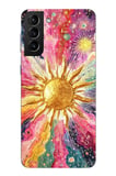 Samsung Galaxy S21 PLUS Uyumlu Psikedelik Galaksi ve Güneş Desenli Baskılı Silikon Kılıf