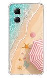Infinix Hot 50i - Smart 9 Uyumlu Pembe Şemsiyeli Sahil Baskılı Silikon Kılıf