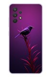 Samsung Galaxy A32 Uyumlu Mor Kuş Dalda Baskılı Silikon Kılıf