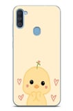 Samsung Galaxy A11-M11 Uyumlu Sevimli Civciv ve Kalp Desenli Baskılı Silikon Kılıf