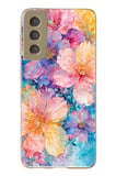 Samsung Galaxy S21 FE Uyumlu Yağlı Boya Çiçekler Baskılı Silikon Kılıf