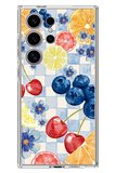 Samsung Galaxy S24 ULTRA Uyumlu Sulu Boya Meyve ve Çiçek Desenli Baskılı Silikon Kılıf