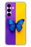 Samsung Galaxy S25 FE Uyumlu Mor Sarı Kelebek Baskılı Silikon Kılıf