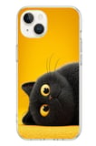 İphone 13/14 Uyumlu Yan Bakan Siyah Kedi Baskılı Silikon Kılıf