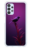Samsung Galaxy A13 Uyumlu Mor Kuş Dalda Baskılı Silikon Kılıf