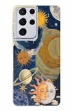 Samsung Galaxy S21 ULTRA Uyumlu Güneş ve AY Evren Tasarımlı Baskılı Silikon Kılıf