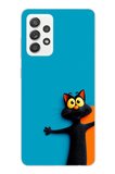 Samsung Galaxy A52 Uyumlu Kedi Uyarısı Baskılı Silikon Kılıf