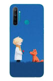 Realme 5i Uyumlu Sarışın Çocuk ve Köpek Baskılı Silikon Kılıf
