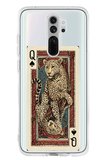 Redmi Note 8 Pro Uyumlu İskambil Kağıdı Tasarımlı Leopar Portre Baskılı Silikon Kılıf