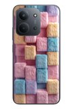 Redmi 15C Uyumlu Pembe Tüylü Kareler Baskılı Silikon Kılıf
