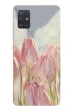Samsung Galaxy A51 Uyumlu Pembe Laleler Baskılı Silikon Kılıf