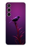 Samsung Galaxy S23 Fe Uyumlu Mor Kuş Dalda Baskılı Silikon Kılıf