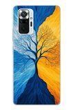 Redmi Note 10 Pro Uyumlu Sarı Mavi Ağaç Baskılı Silikon Kılıf