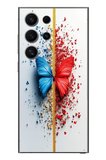 Samsung Galaxy S24 Ultra Uyumlu Kırmızı Mavi Kelebek Baskılı Silikon Kılıf