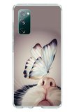 Samsung Galaxy S20 FE Uyumlu Kelebekli Kedi Baskılı Silikon Kılıf