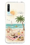 Huawei P Smart PRO Uyumlu Sulu Boya Sahil ve Deniz Manzaralı Baskılı Silikon Kılıf
