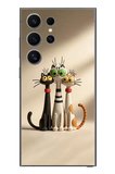 Samsung Galaxy S24 Ultra Uyumlu Neşeli Kedi Ailesi Baskılı Silikon Kılıf