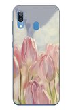 Samsung Galaxy A20-A30 Uyumlu Pembe Laleler Baskılı Silikon Kılıf
