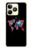 Realme C53 Uyumlu Dünya Renkli Haritası Baskılı Silikon Kılıf