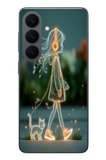 Samsung Galaxy S26 Uyumlu Kedili Neon Kız Baskılı Silikon Kılıf
