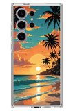 Samsung Galaxy S24 ULTRA Uyumlu Tropikal Sahil ve Gün Batımı Baskılı Silikon Kılıf