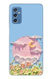Samsung Galaxy M52 Uyumlu Çiçekli Ay Baskılı Silikon Kılıf